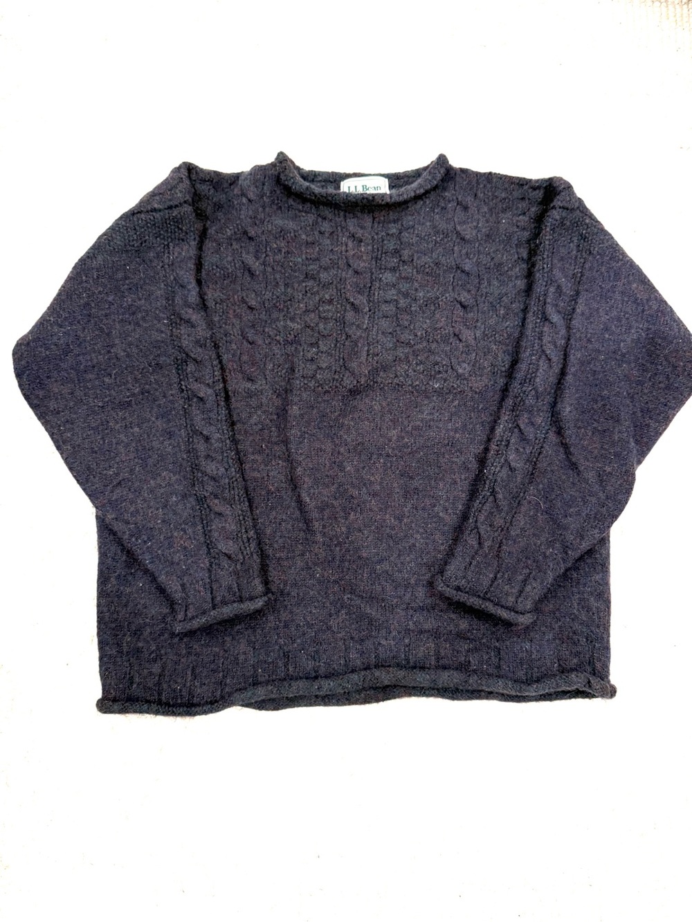 Vintage L.L.Bean Irish Roll Neck Fisherman Wool Sweater Men's M